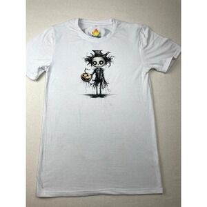 Spooky Skeleton Graphic Tee Shirt Size S Gothcore Dark Fantasy Halloween Creepy